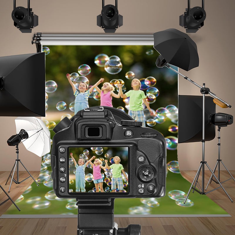 Baocicco 5x7ft Summer Bubbles Backdrop Colorful Bubbles Photography Background Green Bokeh Background Wallpaper Decor Kids Tea Party Birthday Party Childhood Children Adults Portrait Studio Prop - Image 2